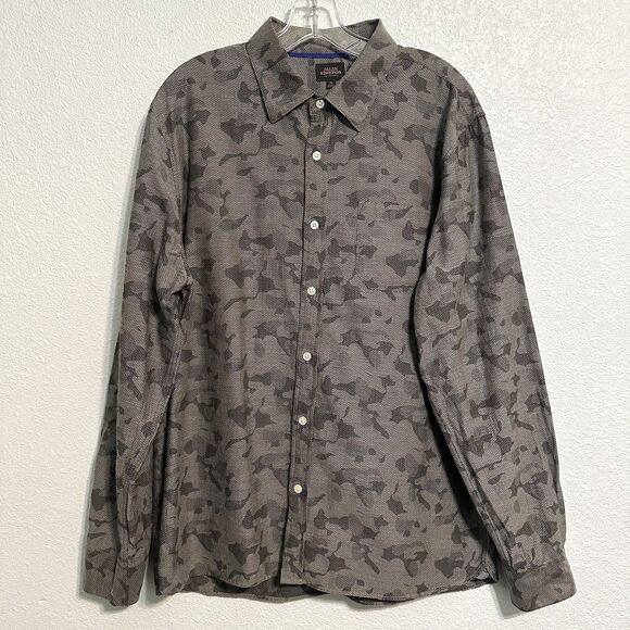 Allen Edmonds Other - Allen Edmonds Shirt Mens Size XL Button Up Long Sleeve Grey Camouflage Print